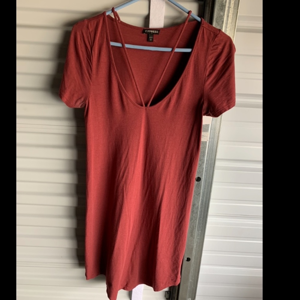 3/$12 strappy front tshirt dress Express XS